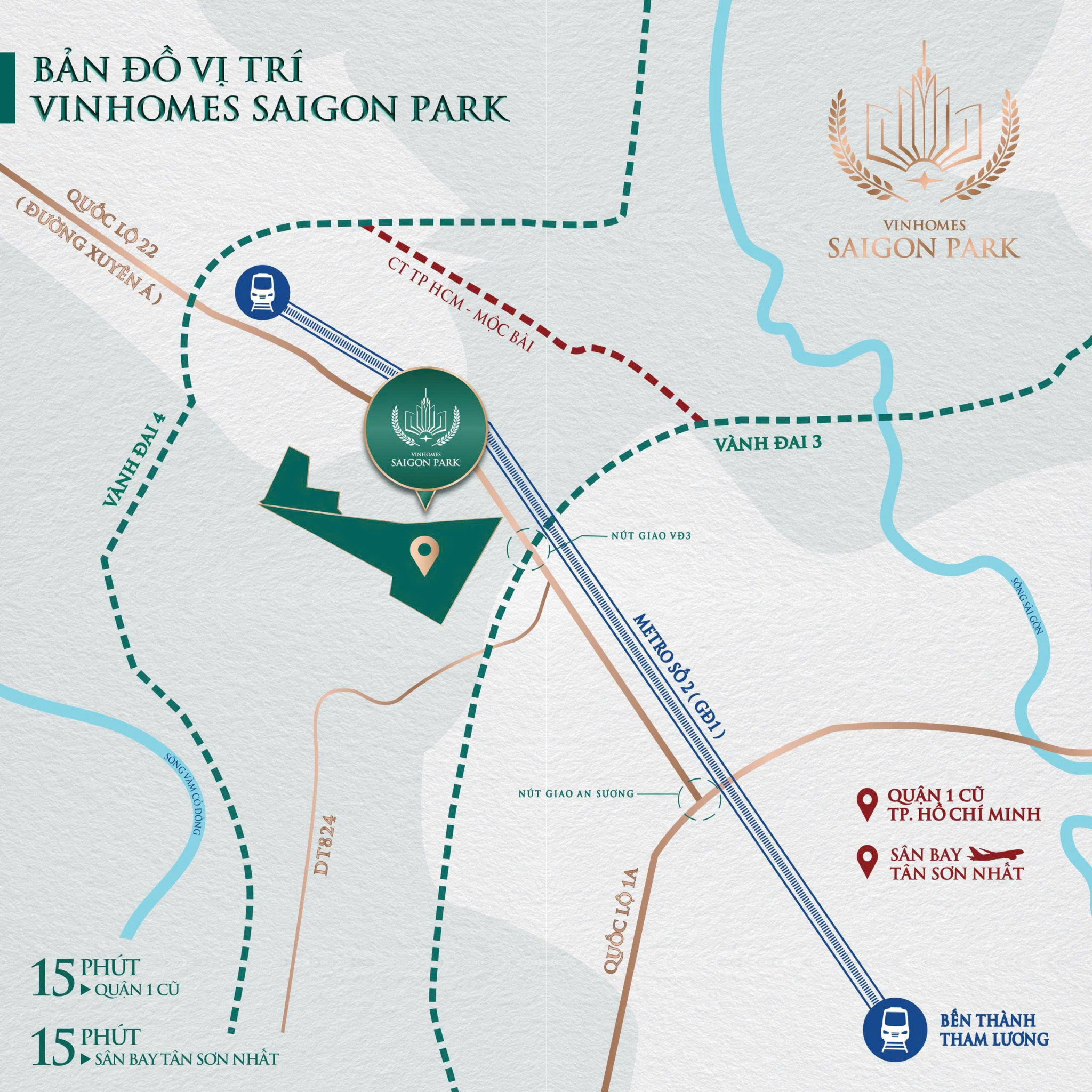 Bản đồ vị trí Vinhomes Sài Gòn Park tại Xuân Thới Sơn