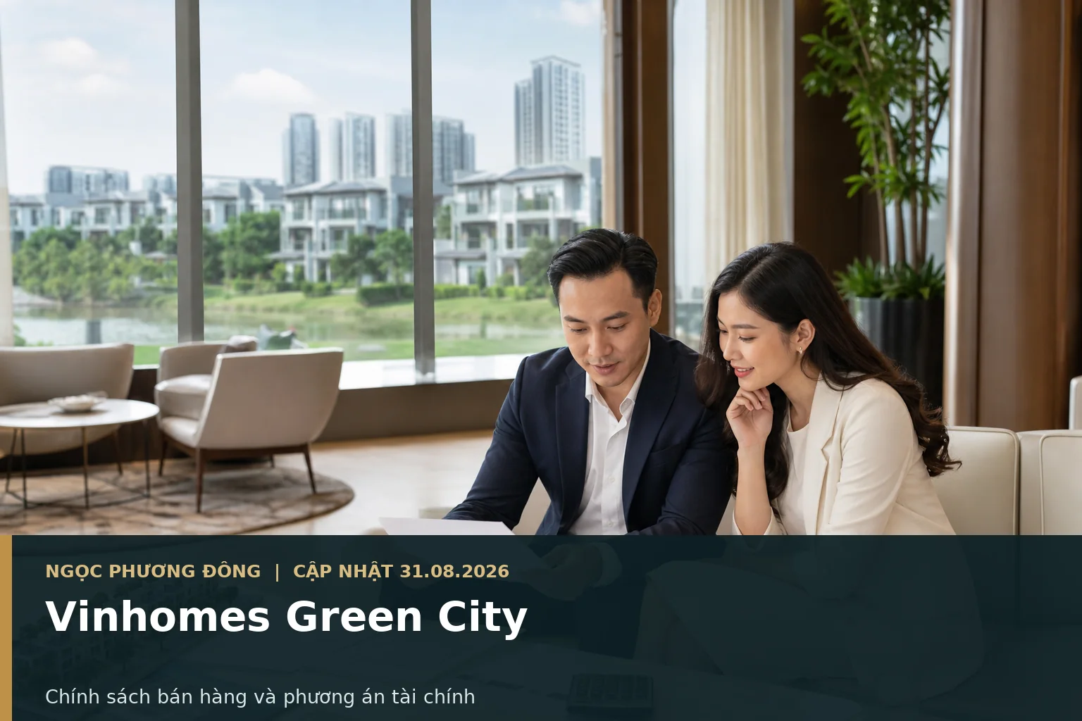 Khách hàng xem chính sách bán hàng và tính toán phương án tài chính cho dự án Vinhomes Green City