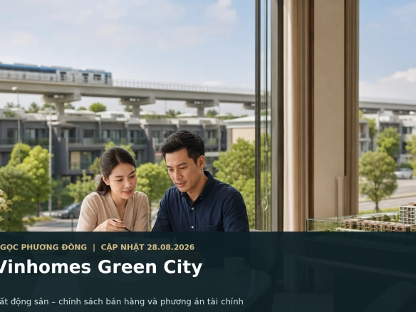 Khách hàng xem chính sách bán hàng và phương án tài chính tại một không gian tư vấn bất động sản cao cấp