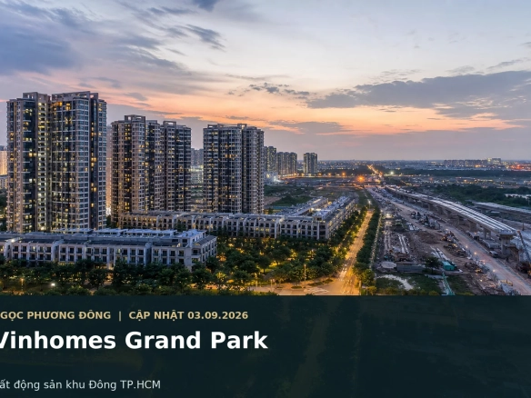 Đại đô thị Vinhomes Grand Park với khu căn hộ đã hoàn thiện và hạ tầng khu Đông phía xa