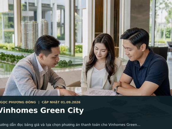 Nhân viên tư vấn bất động sản giải thích bảng giá và phương án thanh toán cho khách hàng tại bàn tư vấn hiện đại