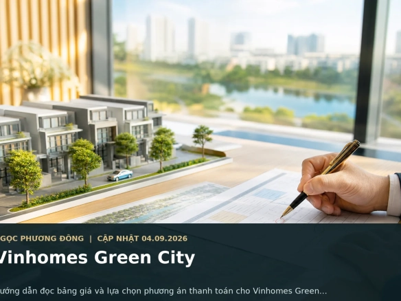 Khách hàng đang đọc bảng giá và phương án thanh toán Vinhomes Green City