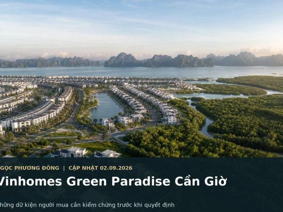 Quang cảnh đô thị biển Cần Giờ với bờ biển, mảng xanh và kiến trúc hiện đại