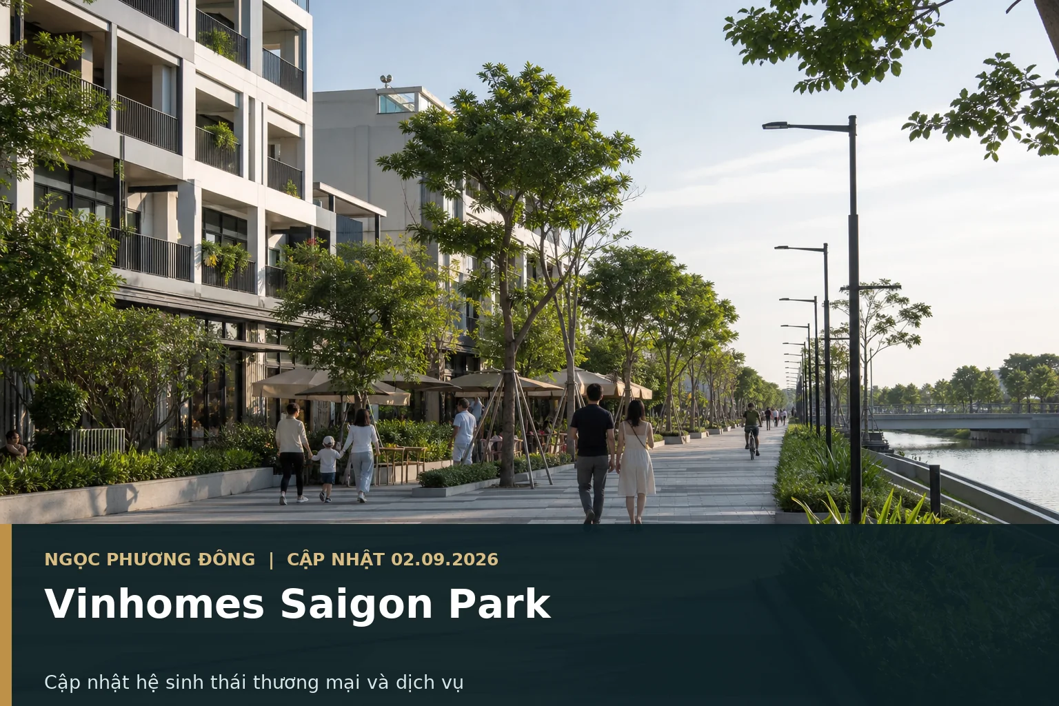 Khu thương mại dịch vụ trong đại đô thị Vinhomes Saigon Park với cảnh quan xanh và nhịp sống đô thị